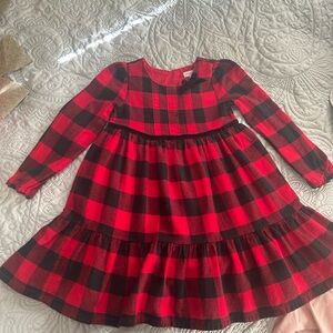 Tommy Bahama 4T buffalo check flannel dress. Red/black. Hem ruffle/velvet bow